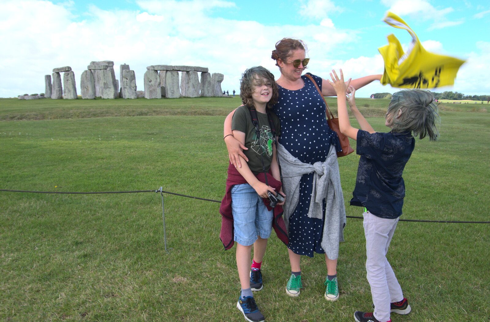 Harry tries to hide under his hoodie from Stone Circles: Stonehenge and Avebury, Wiltshire - 22nd August 2020