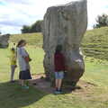 Fred touches one of the stones, Stone Circles: Stonehenge and Avebury, Wiltshire - 22nd August 2020