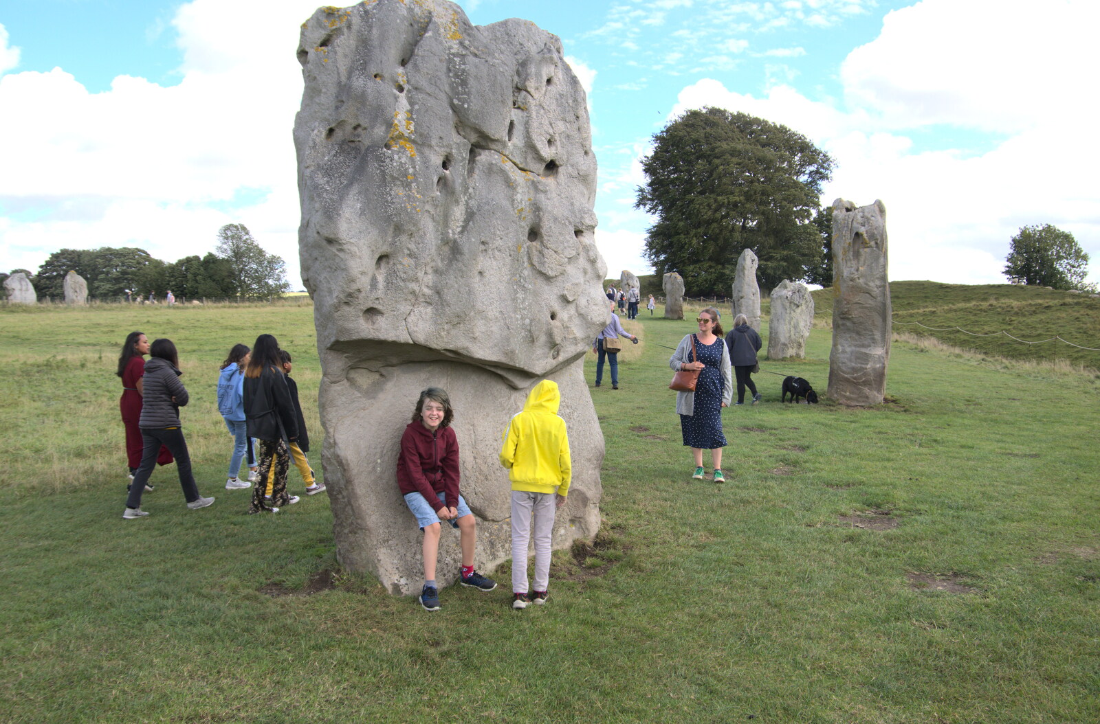 Fred and Harry by the circle from Stone Circles: Stonehenge and Avebury, Wiltshire - 22nd August 2020
