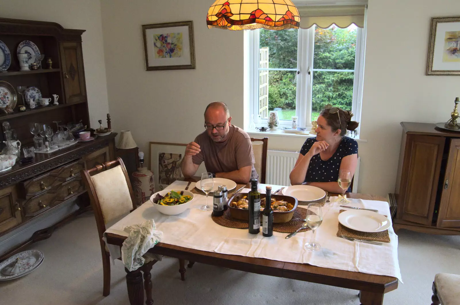 Matt and Isobel in Grandma J's dining room, from A Game of Cricket, and a Walk Around Chagford, Devon - 23rd August 2020