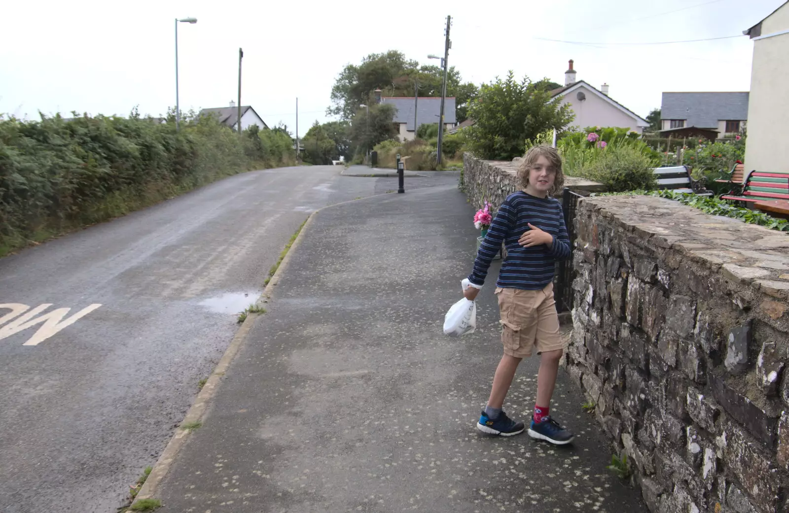 Fred on the road through Spreyton, from A Game of Cricket, and a Walk Around Chagford, Devon - 23rd August 2020