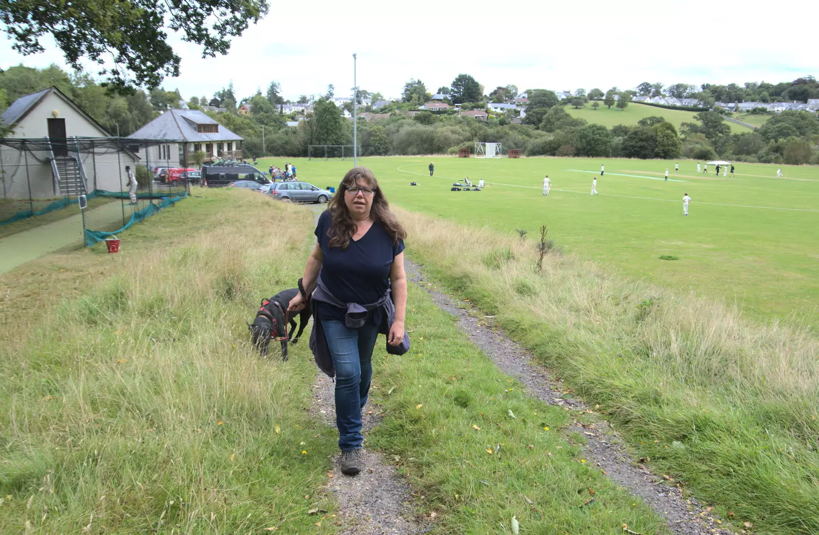 Sis strides around, from A Game of Cricket, and a Walk Around Chagford, Devon - 23rd August 2020