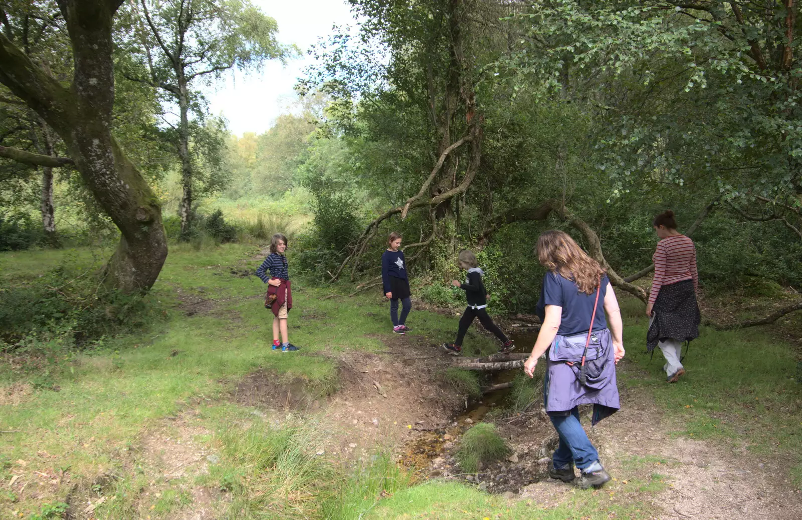 Crossing another stream, from A Game of Cricket, and a Walk Around Chagford, Devon - 23rd August 2020