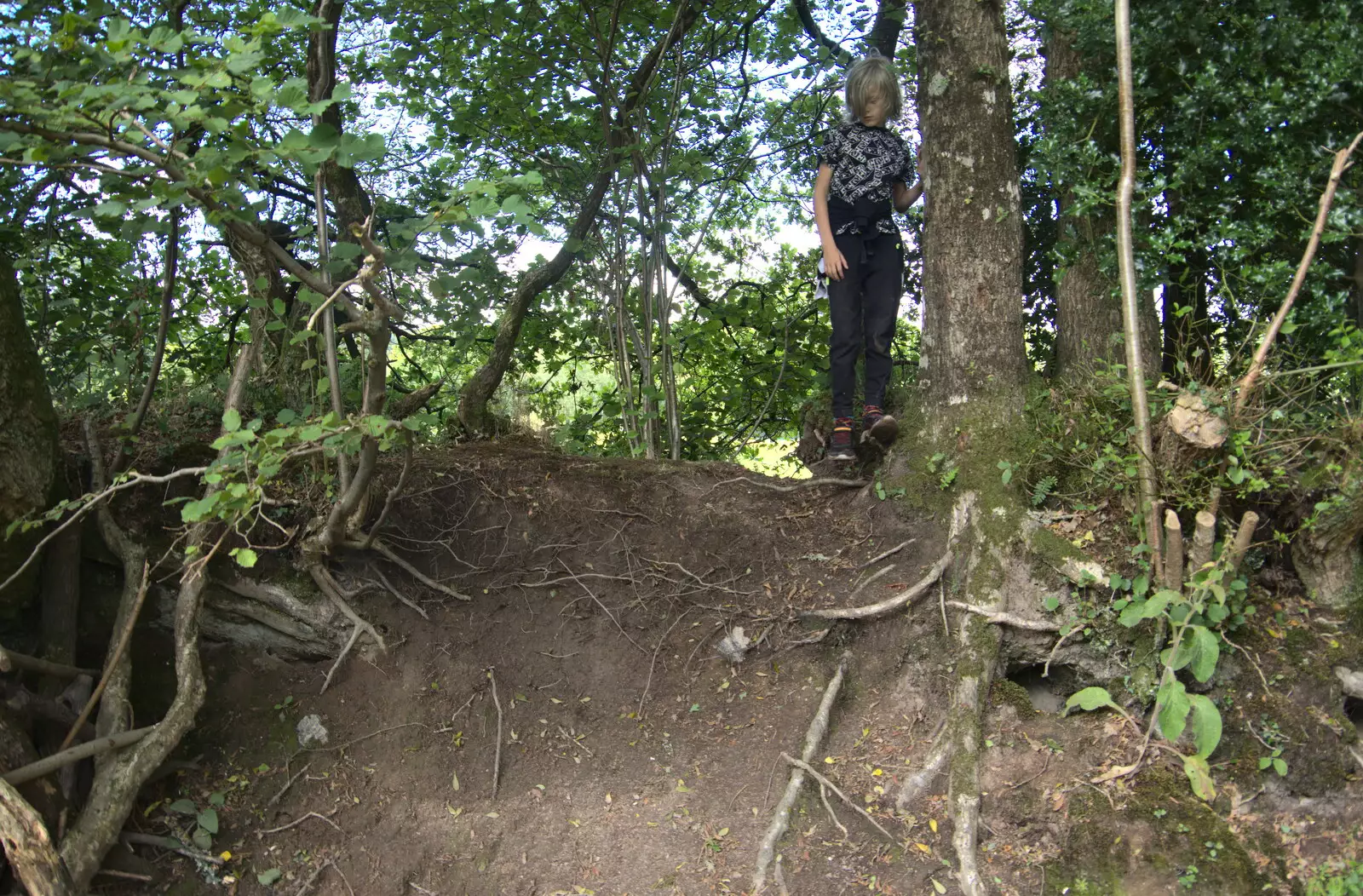 Harry's on a dirt hill, from A Game of Cricket, and a Walk Around Chagford, Devon - 23rd August 2020