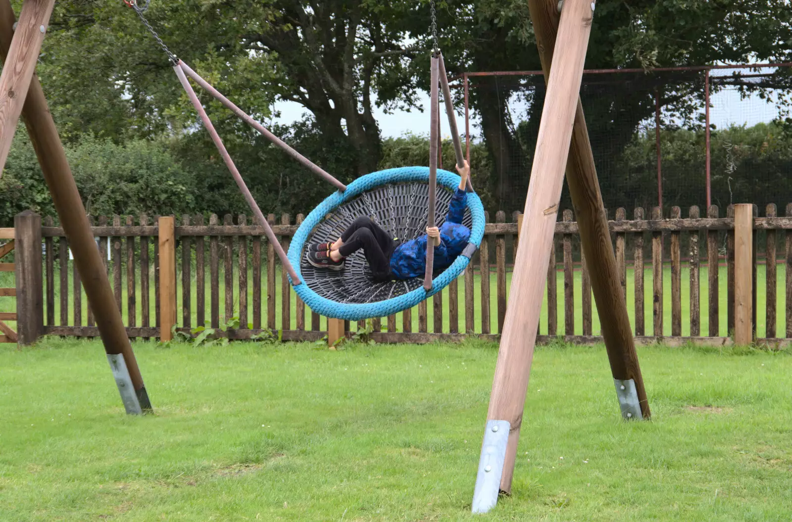 Harry gets a swing, from A Game of Cricket, and a Walk Around Chagford, Devon - 23rd August 2020