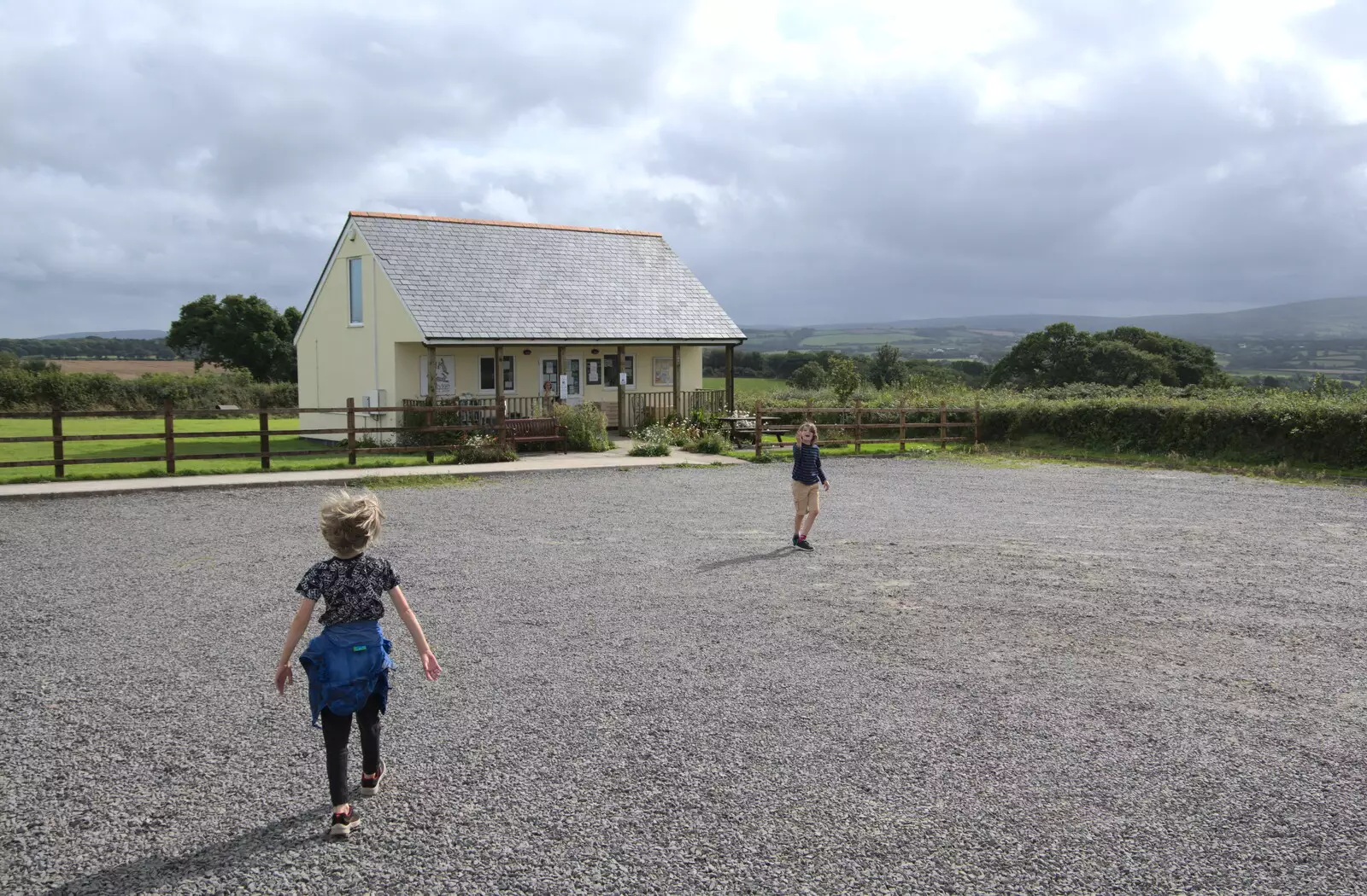 Harry and Fred in the village shop's car park, from A Game of Cricket, and a Walk Around Chagford, Devon - 23rd August 2020