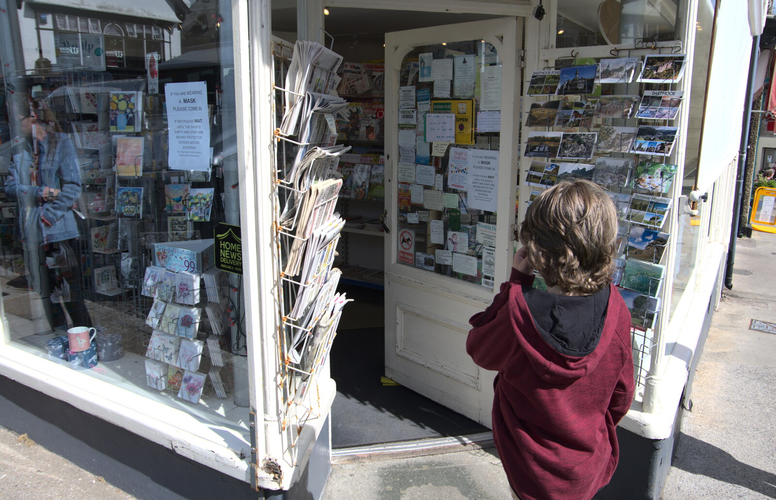 Fred outside the newsagents from A Game of Cricket, and a Walk Around Chagford, Devon - 23rd August 2020