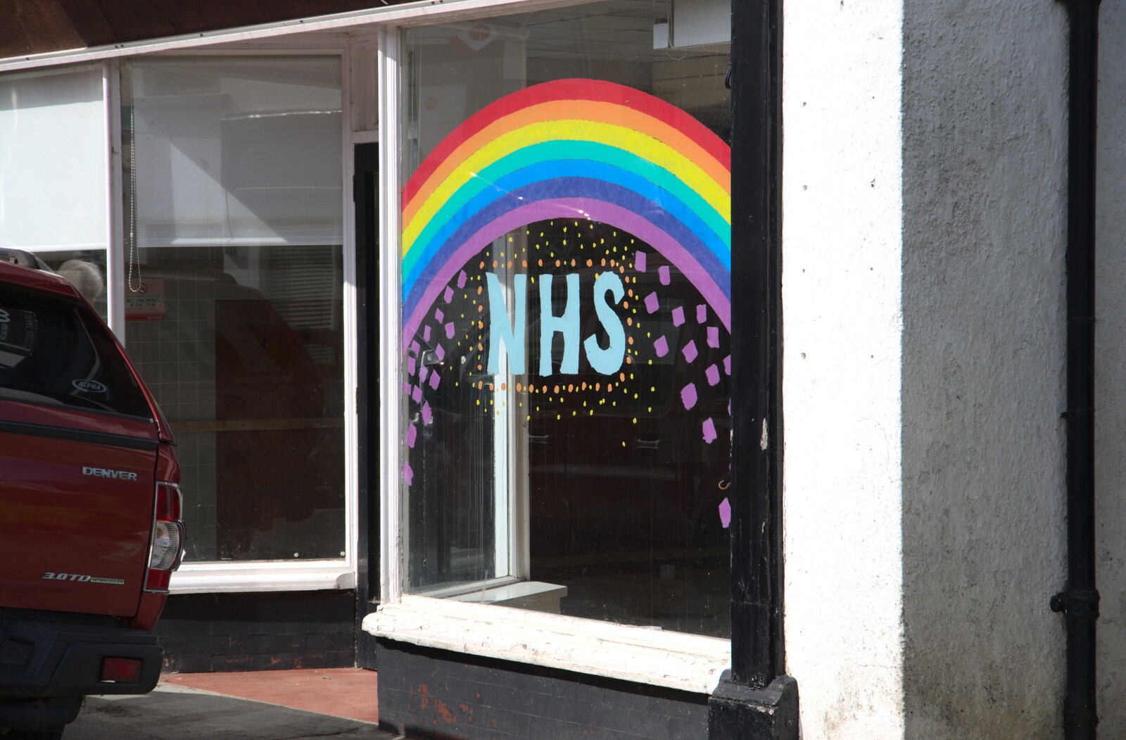 An NHS window painting in the old Spar from A Game of Cricket, and a Walk Around Chagford, Devon - 23rd August 2020