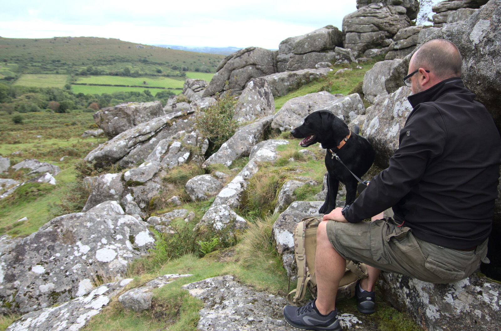 Matt and Doug Dog from A Walk up Hound Tor, Dartmoor, Devon - 24th August 2020