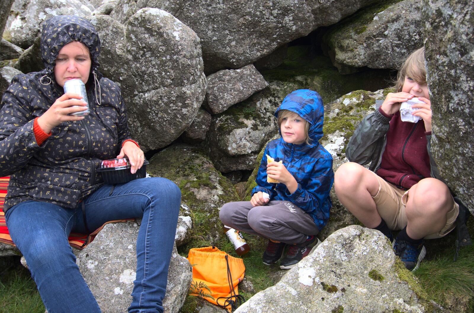 We have a picnic in the rocks from A Walk up Hound Tor, Dartmoor, Devon - 24th August 2020