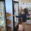 Fred checks the ice-cream freezer, A Walk up Hound Tor, Dartmoor, Devon - 24th August 2020