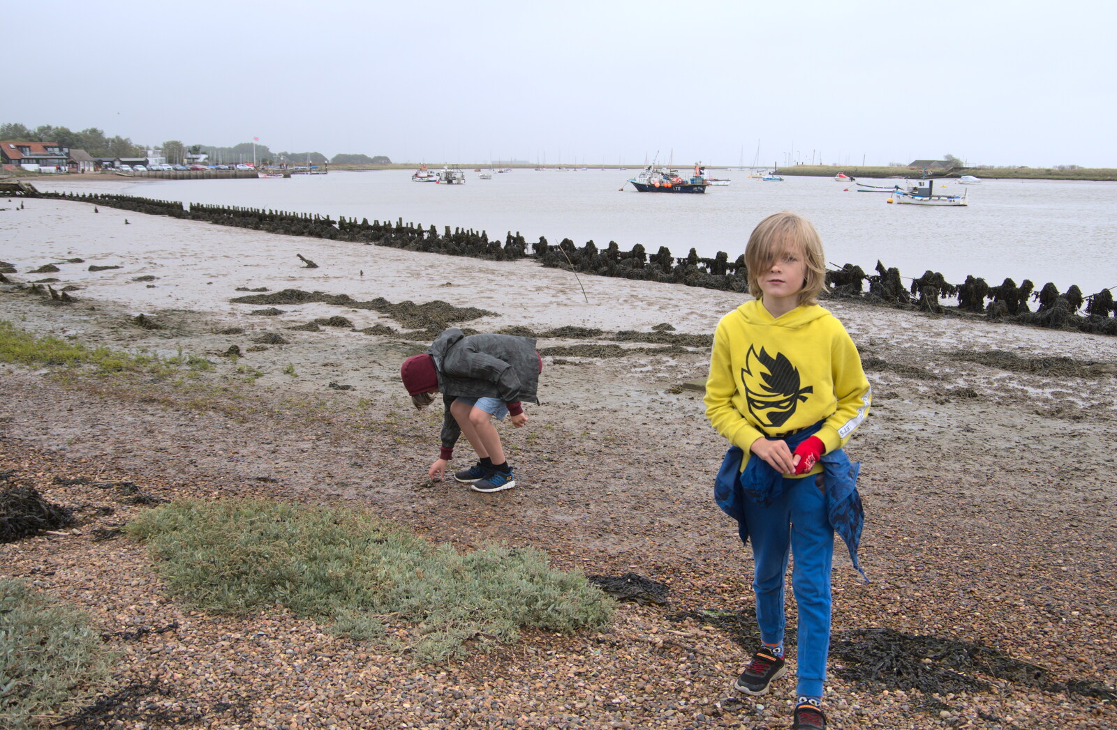 The boys roam around down by the river from A Trip to Orford, Suffolk - 29th August 2020