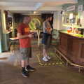 Paul and The Boy Phil in the Mellis Railway bar, Camping at Three Rivers, Geldeston, Norfolk - 5th September 2020
