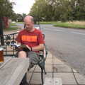 2020 Paul sits outside the Mellis Railway Tavern