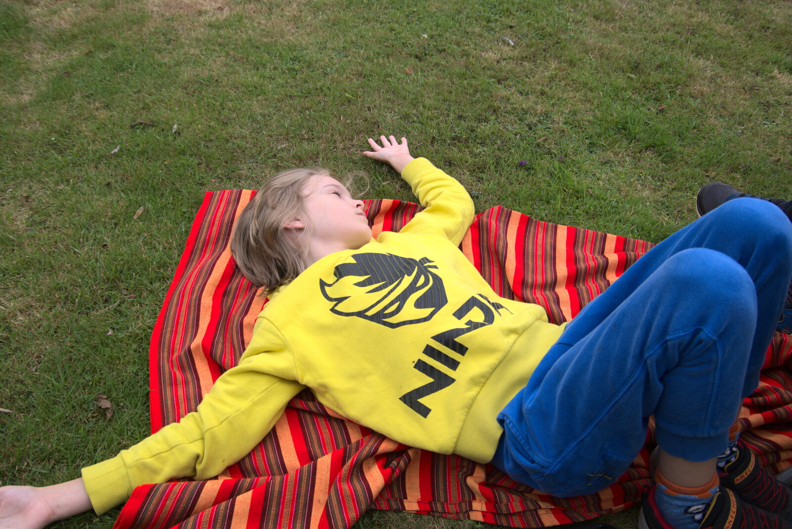 Camping at Three Rivers, Geldeston, Norfolk - 5th September 2020: Harry flakes out