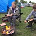 Camping at Three Rivers, Geldeston, Norfolk - 5th September 2020, Allyson and Fred do some whittling