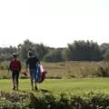 Lydia and Allyson head off, Camping at Three Rivers, Geldeston, Norfolk - 5th September 2020