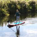 Camping at Three Rivers, Geldeston, Norfolk - 5th September 2020, Allyson is on the paddle board