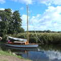 A nice wooden boat motors past Isobel, Camping at Three Rivers, Geldeston, Norfolk - 5th September 2020