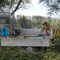 A dog stands around on the back of a van, Camping at Three Rivers, Geldeston, Norfolk - 5th September 2020
