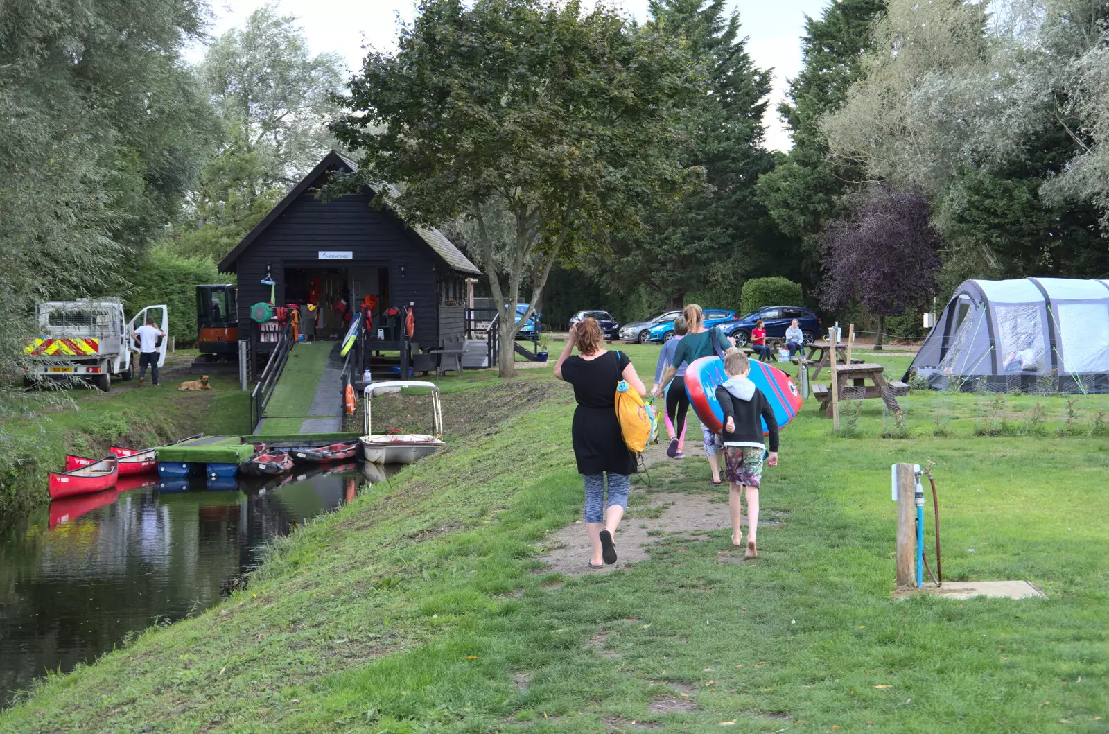 We head off to the boat hire shed, from Camping at Three Rivers, Geldeston, Norfolk - 5th September 2020