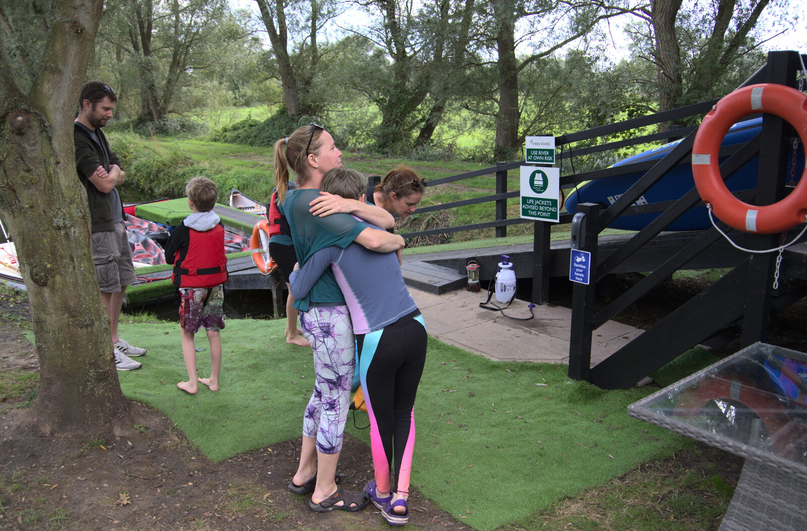Camping at Three Rivers, Geldeston, Norfolk - 5th September 2020: Lydia gets a hug