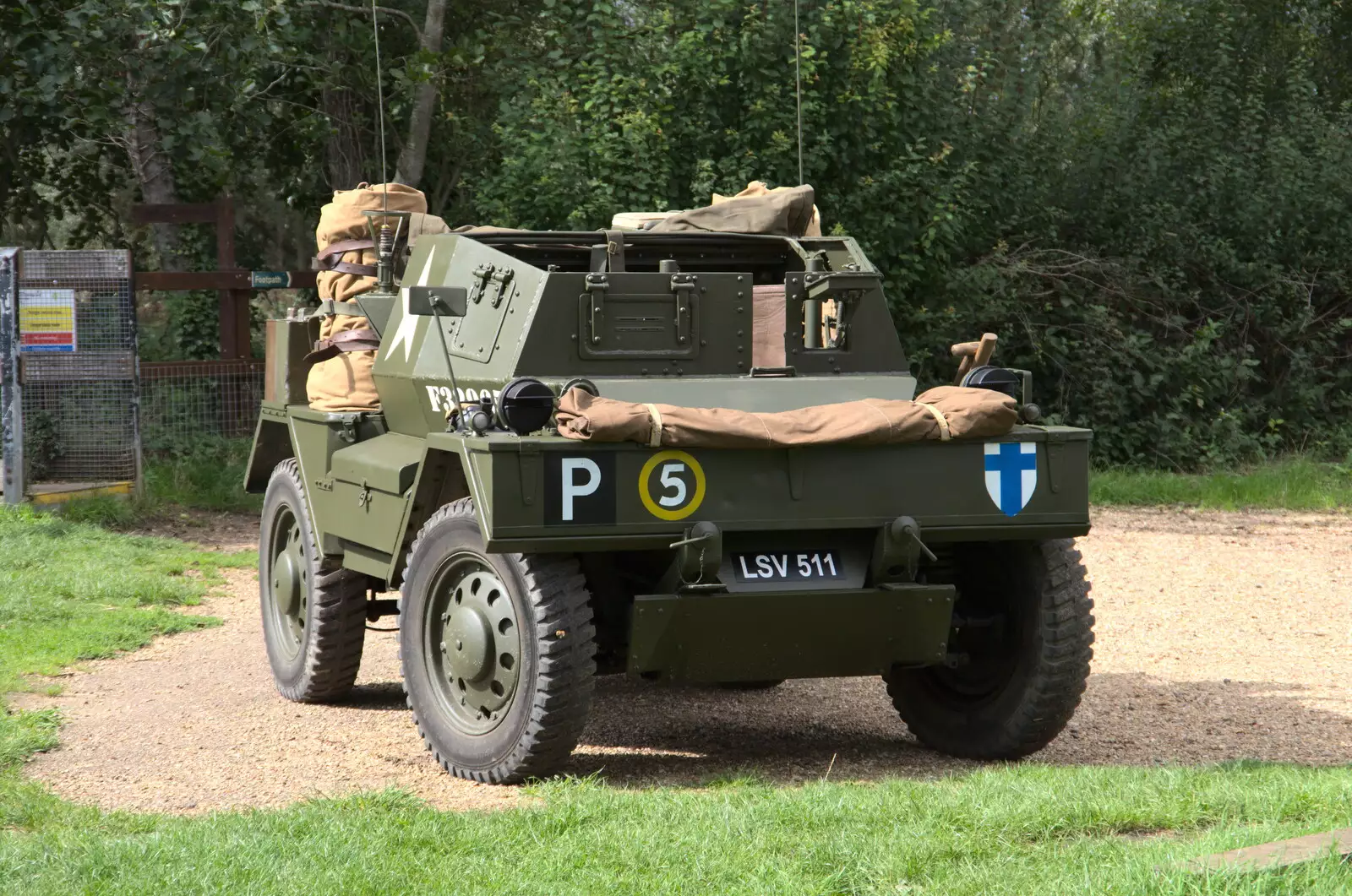 There's a US army vehicle in the car park, from Camping at Three Rivers, Geldeston, Norfolk - 5th September 2020