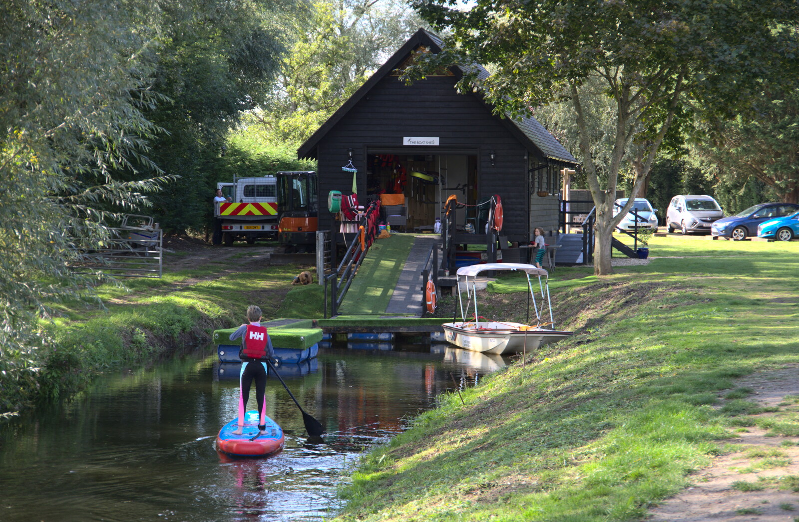 Camping at Three Rivers, Geldeston, Norfolk - 5th September 2020: Lydia heads up to the boat shed