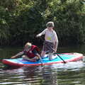 Camping at Three Rivers, Geldeston, Norfolk - 5th September 2020, Harry and Lydie on a paddle board