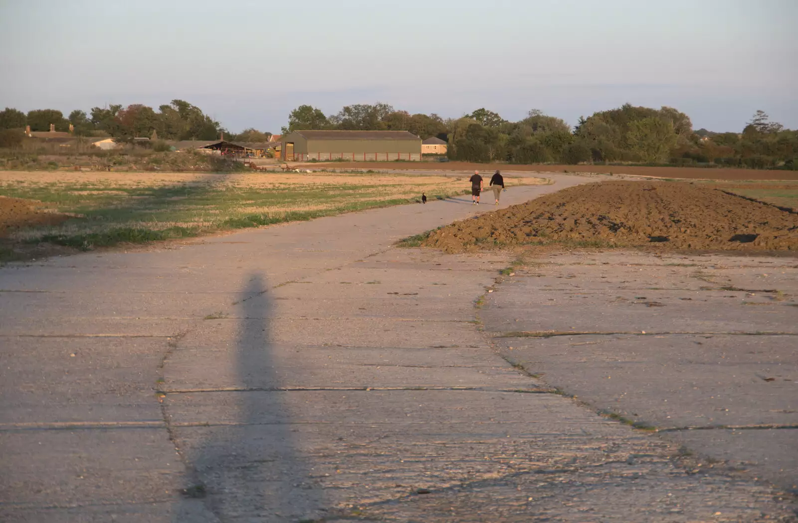 Walkers on the perimeter road, from Cycling Eye Airfield and Station 119, Eye, Suffolk - 9th September 2020