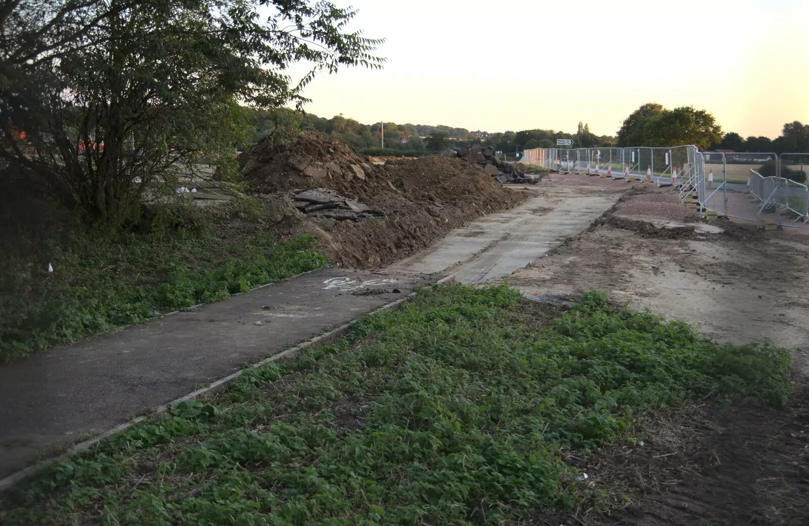 The cycle path is dug up, from Cycling Eye Airfield and Station 119, Eye, Suffolk - 9th September 2020