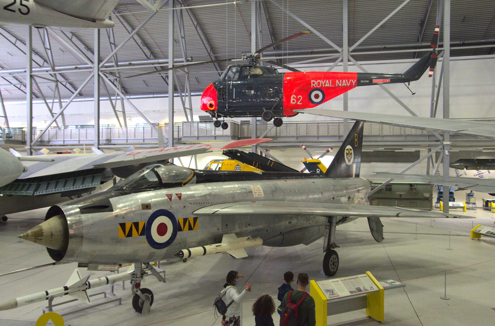 A Lightning and a Westland helicopter from The Duxford Dash, IWM Duxford, Cambridge - 13th September 2020