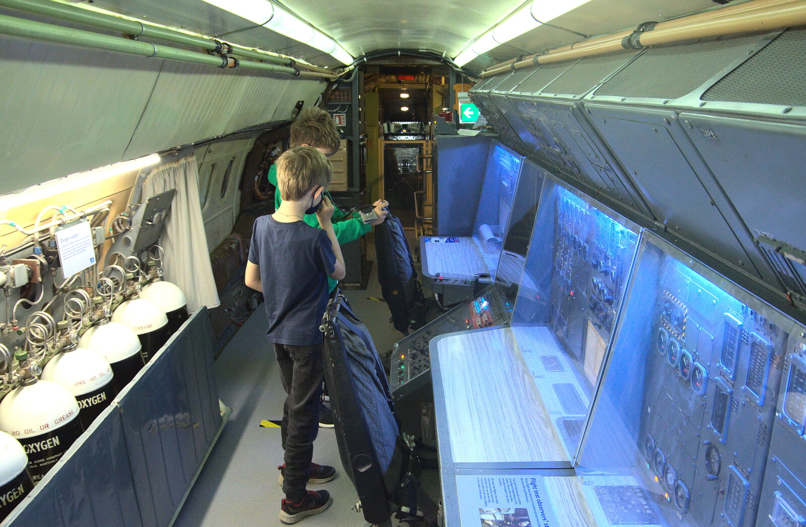 The boys look at test equipment from The Duxford Dash, IWM Duxford, Cambridge - 13th September 2020