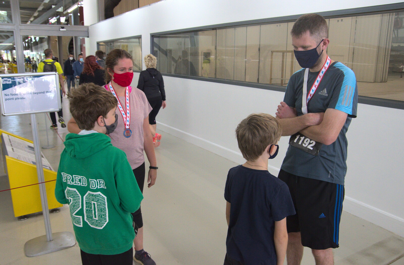 Isobel and Phil have their medals on from The Duxford Dash, IWM Duxford, Cambridge - 13th September 2020