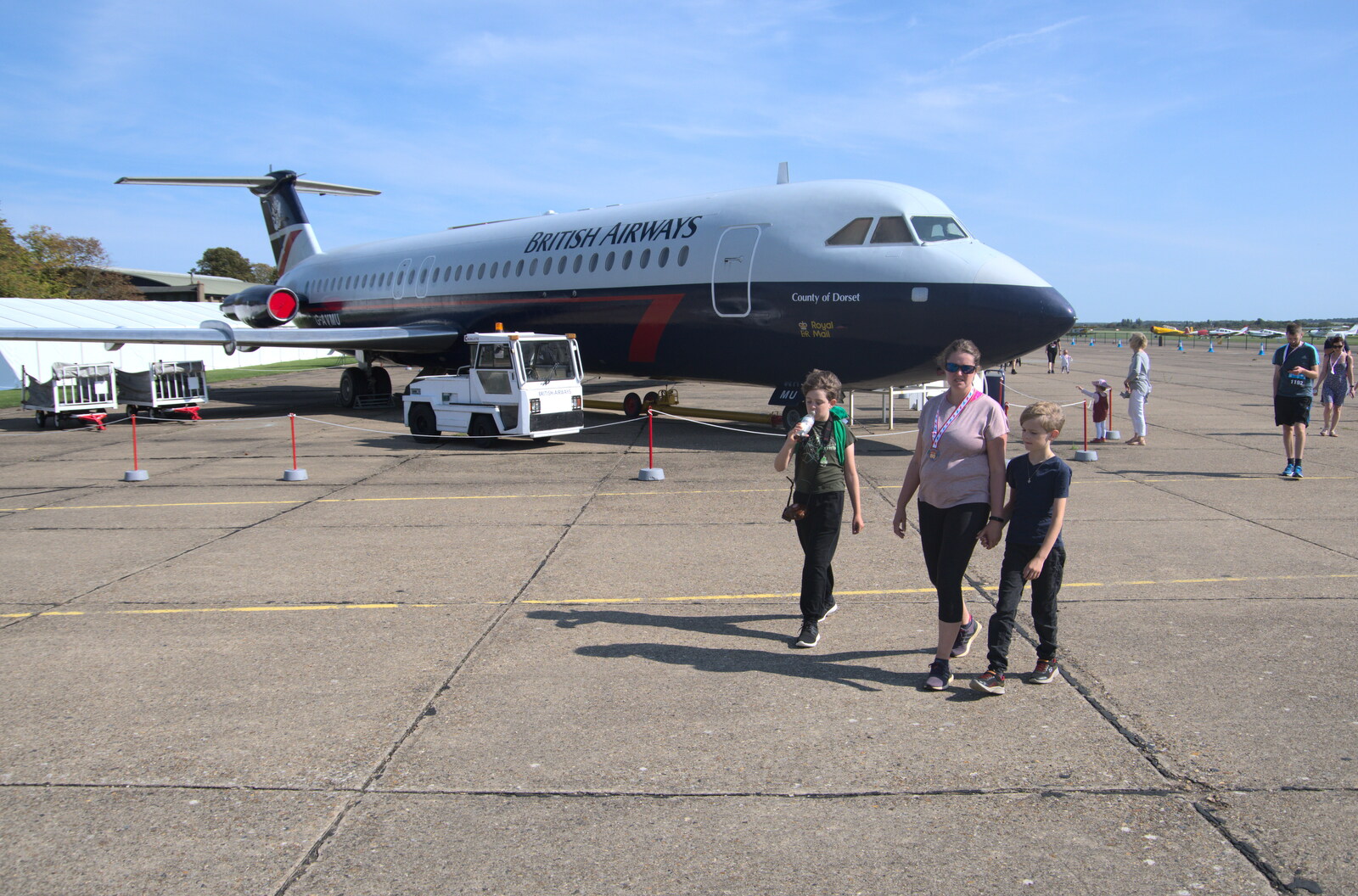 The gang roam around in front of a BAC 1-11 from The Duxford Dash, IWM Duxford, Cambridge - 13th September 2020
