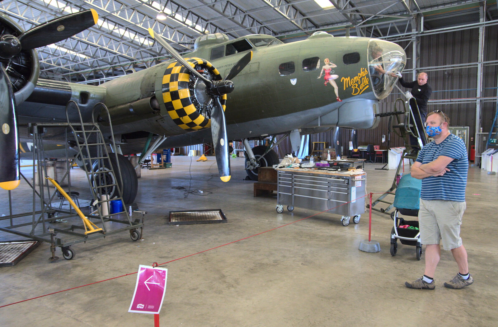B-17 Memphis Belle is in for repairs from The Duxford Dash, IWM Duxford, Cambridge - 13th September 2020