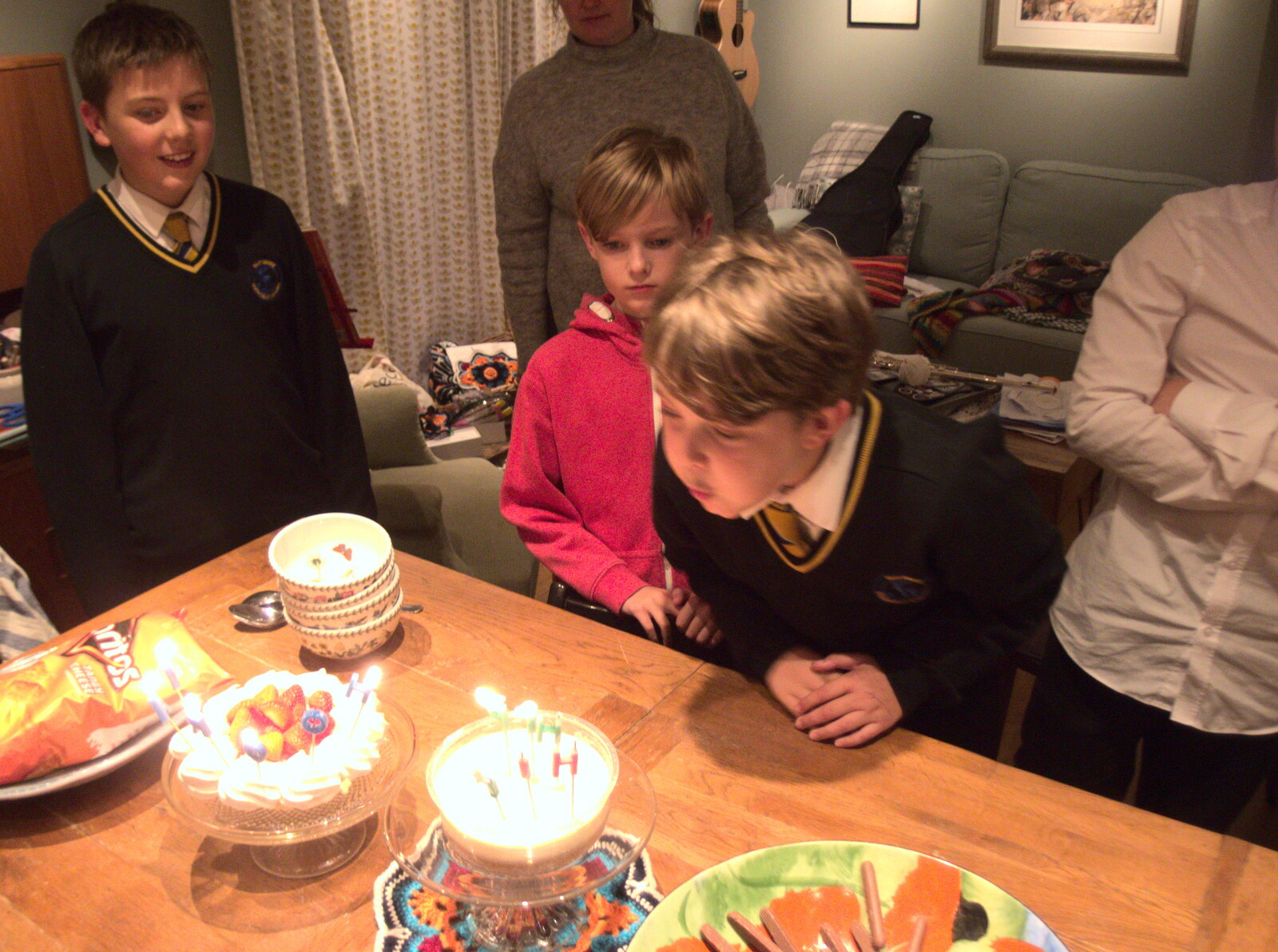 Fred blows the candles out from A Trip to Diss and Station 119, Eye, Suffolk - 26th September 2020