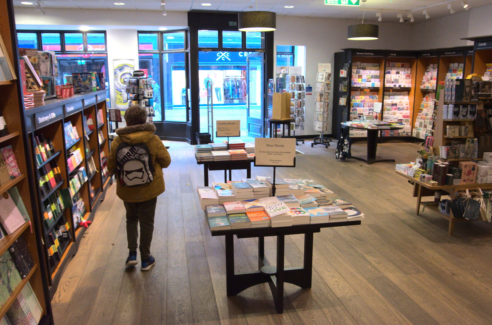 Fred roams around in Waterstone's from A Trip to Norwich, Norfolk - 27th September 2020