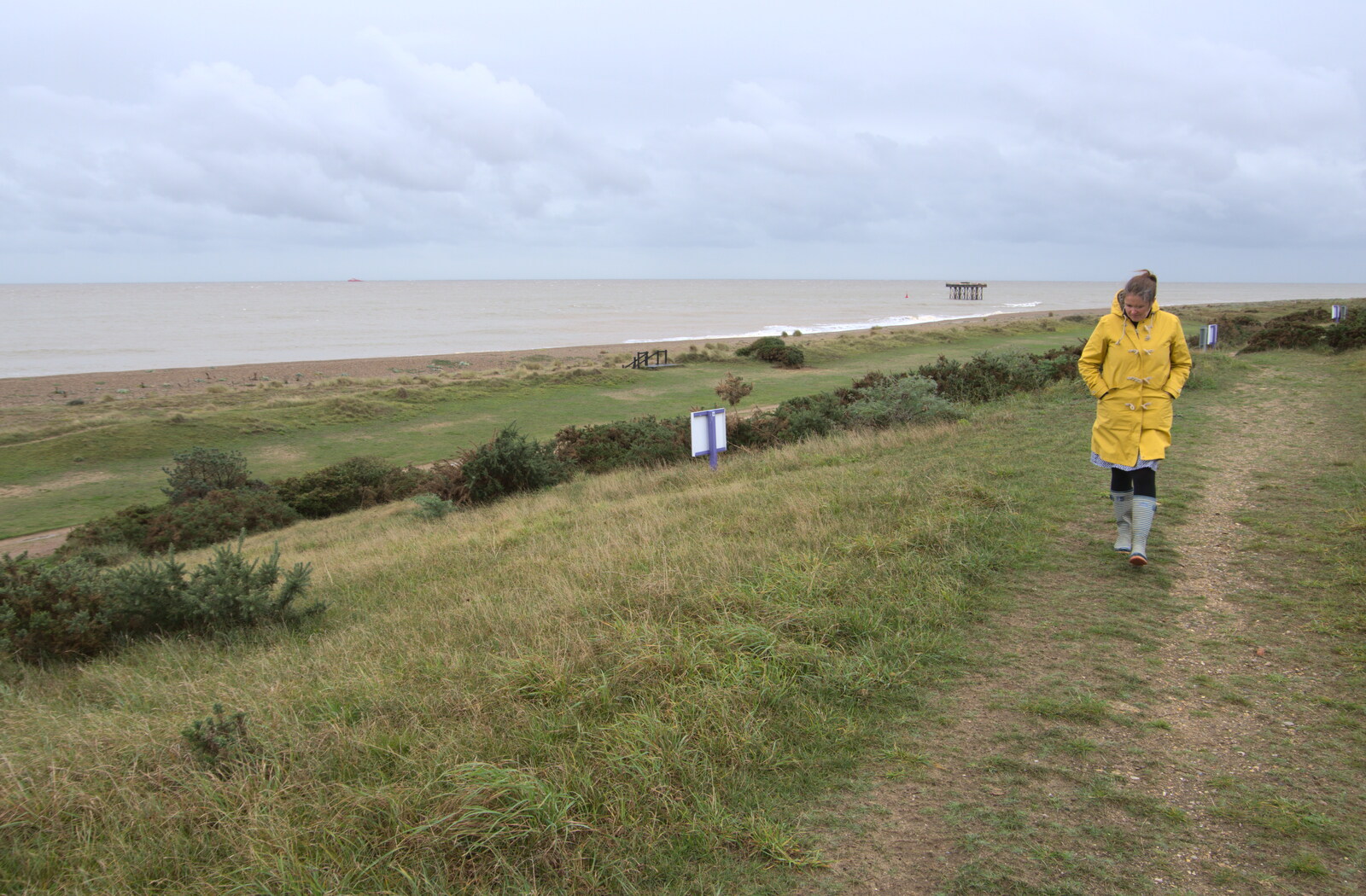 Isobel roams the path from Sizewell Beach and the Lion Pub, Sizewell and Theberton, Suffolk - 4th October 2020