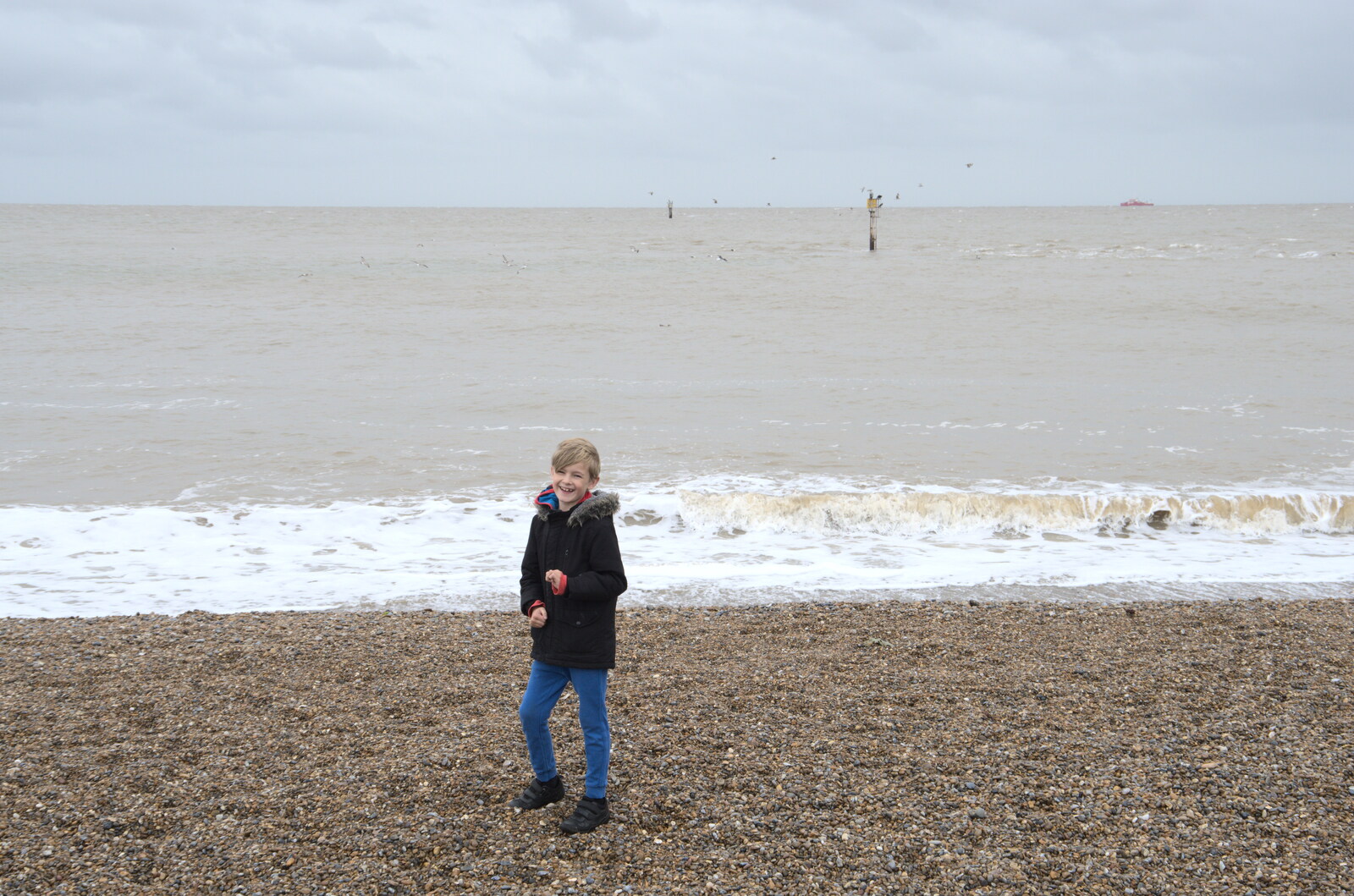 Harry dances on the beach from Sizewell Beach and the Lion Pub, Sizewell and Theberton, Suffolk - 4th October 2020