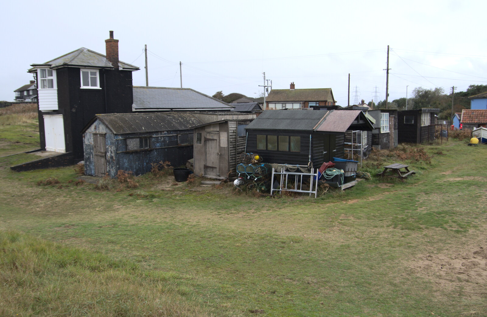A ramshackle collection of huts from Sizewell Beach and the Lion Pub, Sizewell and Theberton, Suffolk - 4th October 2020