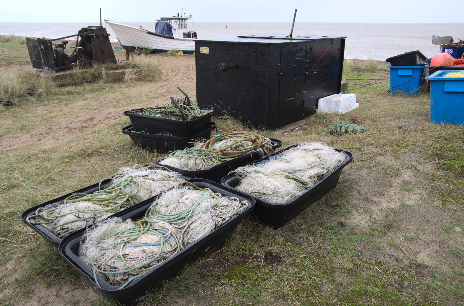 Trays of fine fishing net and ropes from Sizewell Beach and the Lion Pub, Sizewell and Theberton, Suffolk - 4th October 2020