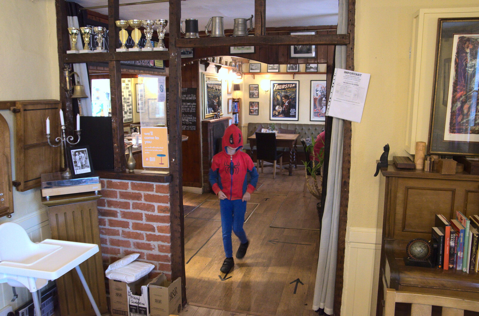 Harry as Spider-man from Sizewell Beach and the Lion Pub, Sizewell and Theberton, Suffolk - 4th October 2020