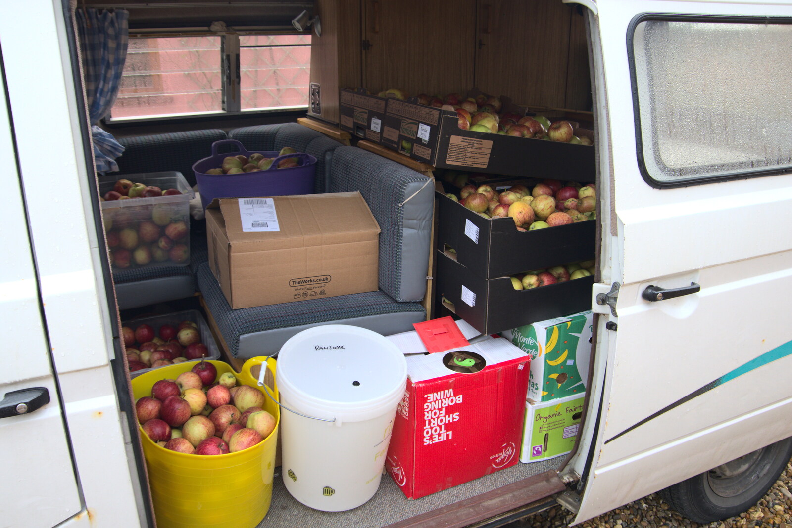 The van is well packed with apples from Trevor's Last Apple Pressing, Carleton Rode and Shelfanger, Norfolk - 18th October 2020