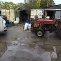 The van squares off with a tractor, Trevor's Last Apple Pressing, Carleton Rode and Shelfanger, Norfolk - 18th October 2020