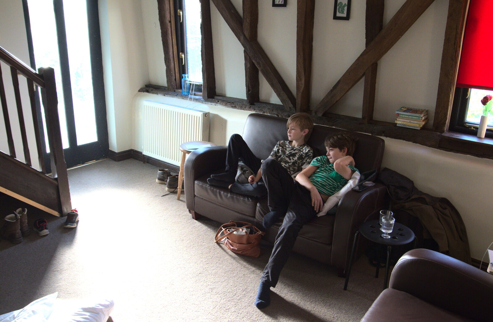 The boys hang around watching a bit of telly from A Postcard From Kings Lynn and "Sunny Hunny" Hunstanton, Norfolk - 31st October 2020