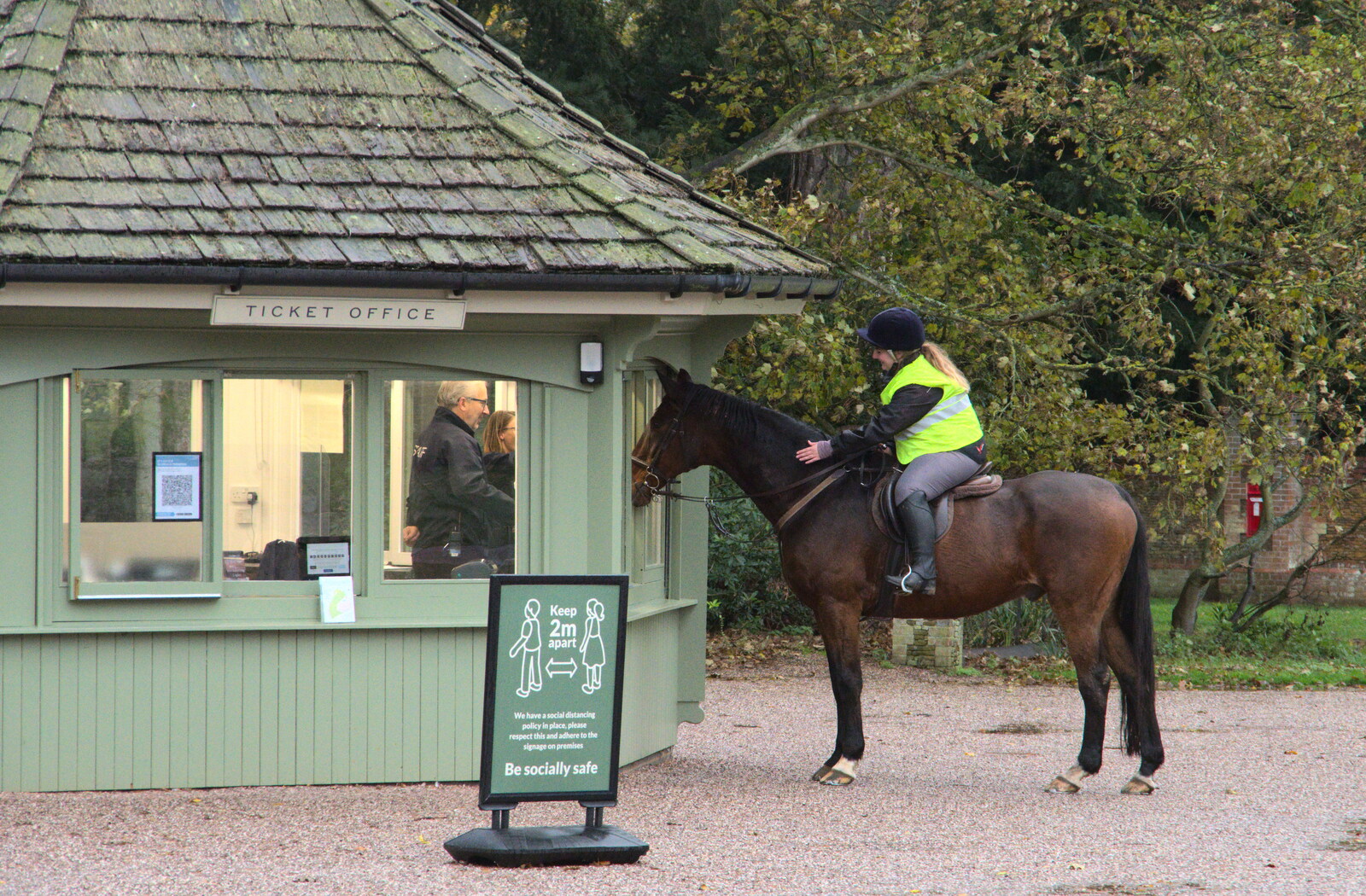 A horse buys some tickets from A Trip to Sandringham Estate, Norfolk - 31st October 2020