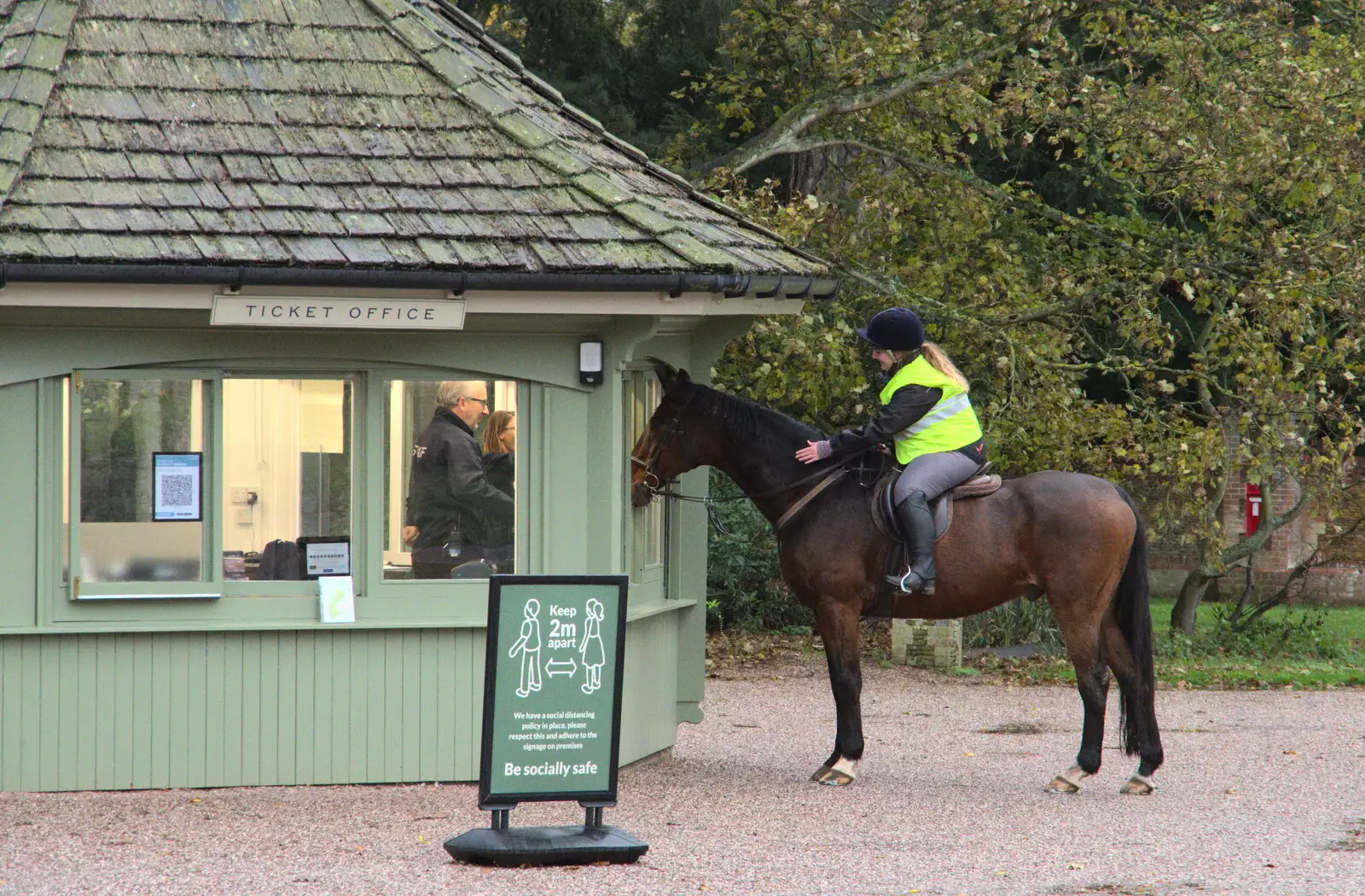 A horse buys some tickets, from A Trip to Sandringham Estate, Norfolk - 31st October 2020