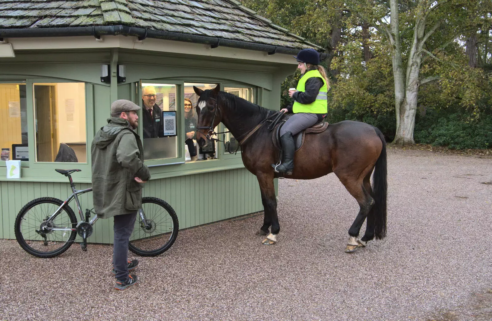 The groundsman and the horse have a chat, from A Trip to Sandringham Estate, Norfolk - 31st October 2020