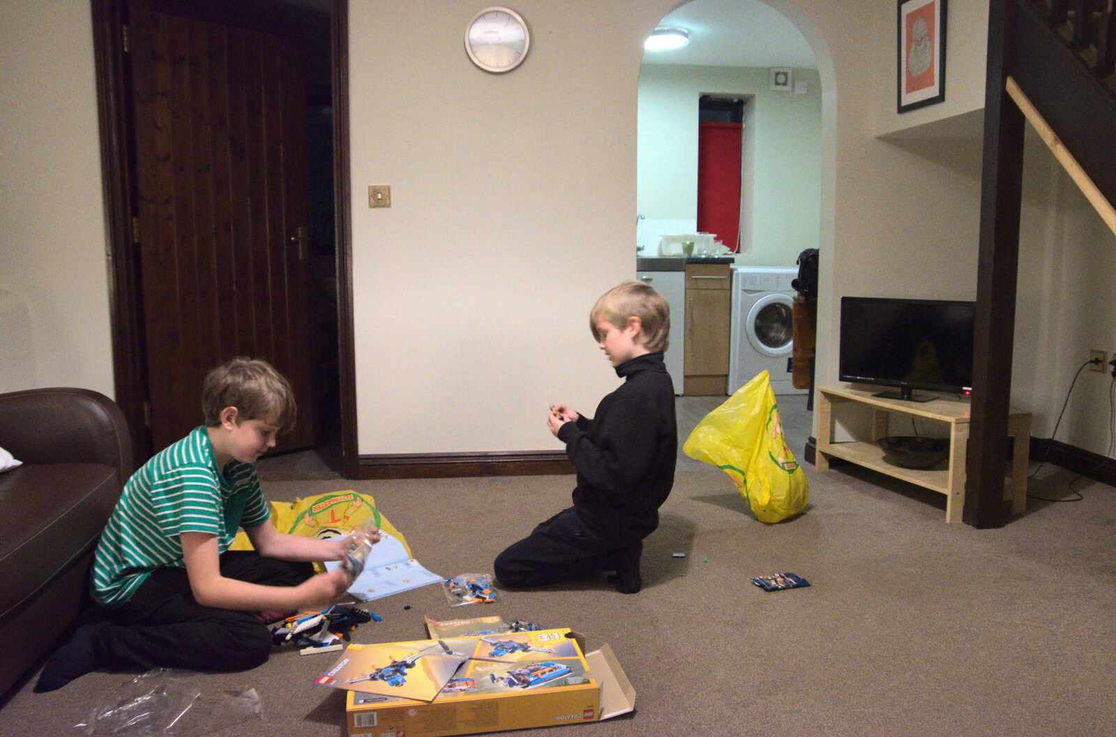 The boys play with their Hunstanton Lego from A Trip to Sandringham Estate, Norfolk - 31st October 2020